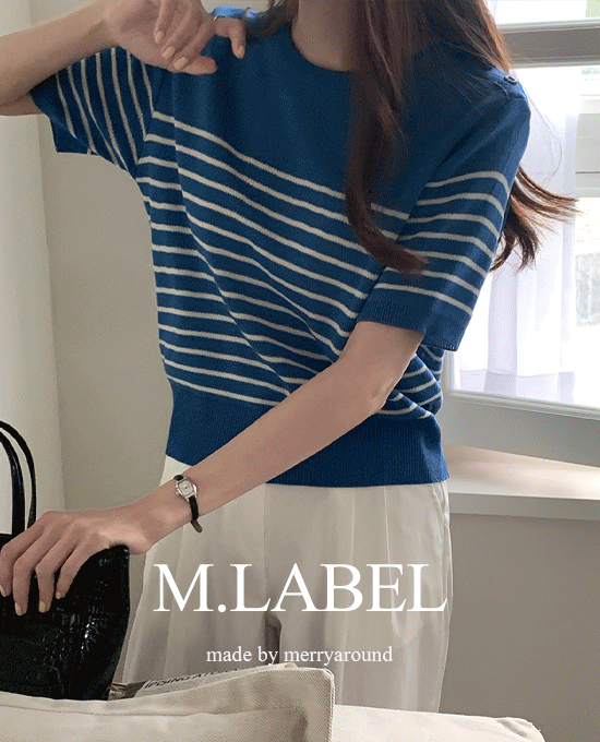 [M.LABEL] 숄더 버튼 스트라이프 (knit)