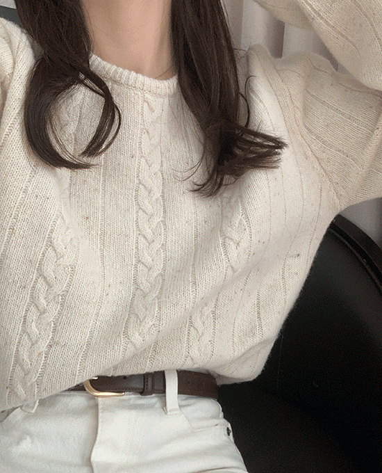 실크 케이블 네프 (knit)(실크5%)(울60%)