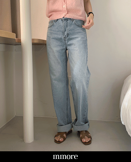[11주년세일][당일발송][mmore] light-blue wide ring denim pants